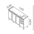 Balcão Cozinha em Aço 4 Portas 2 Gavetas 160cm sem Tampo New Premium Itatiaia