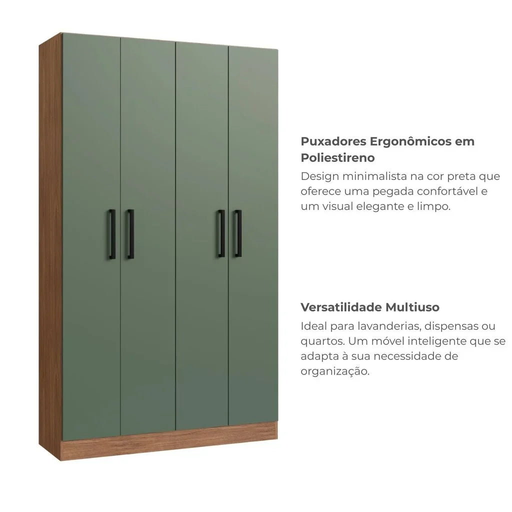 Armário Multiuso 4 Portas e 8 Prateleiras Rivera Freijó/Oliva