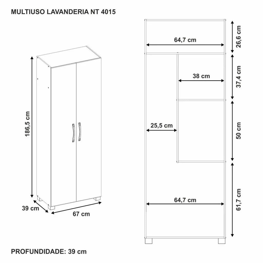 Armário Multiuso 2 Portas Lavanderia